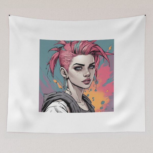 Item preview,  Punk Princess: A Stylish Illustration of a Girl with Pink Hair designed and sold by Pixel Dome.