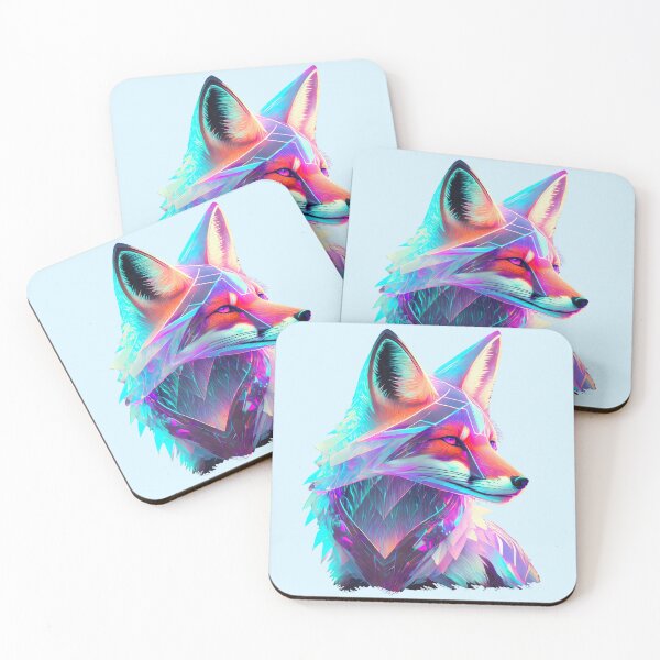 Item preview, Neon Fox face art glowing designed and sold by emaotx.