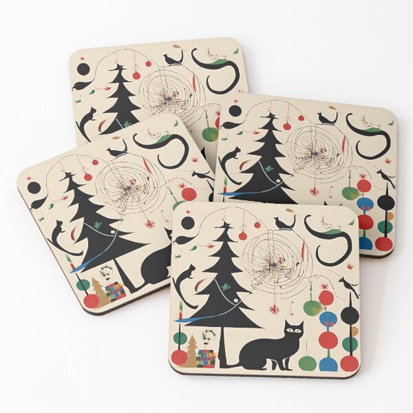 Item preview, Joan Miro Inspired Abstract Christmas Happiness with Cats designed and sold by bettypure.