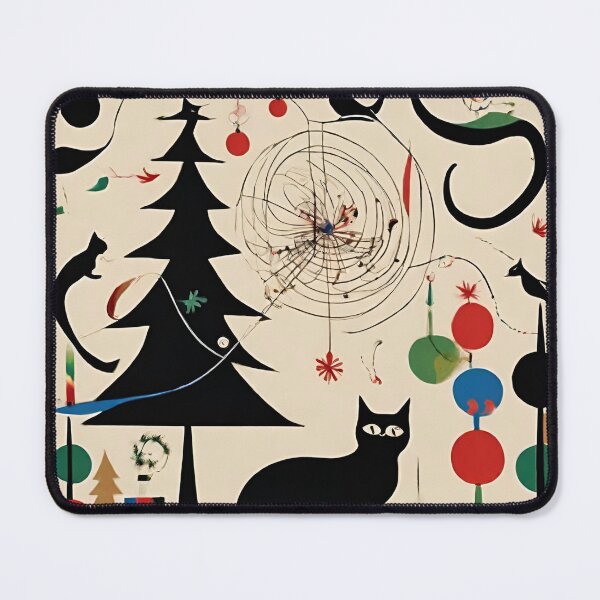 Item preview, Joan Miro Inspired Abstract Christmas Happiness with Cats designed and sold by bettypure.