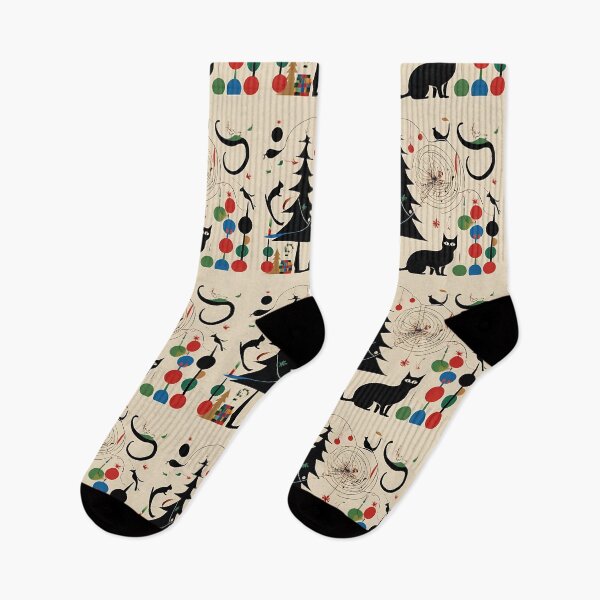 Item preview, Joan Miro Inspired Abstract Christmas Happiness with Cats designed and sold by bettypure.