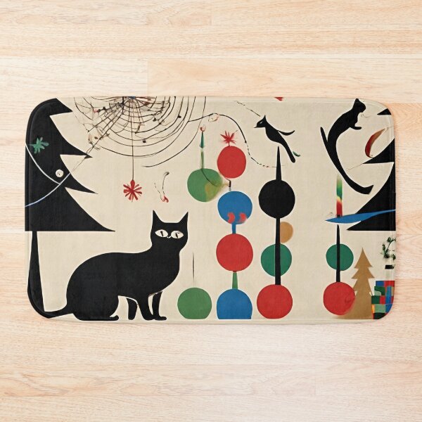 Item preview, Joan Miro Inspired Abstract Christmas Happiness with Cats designed and sold by bettypure.