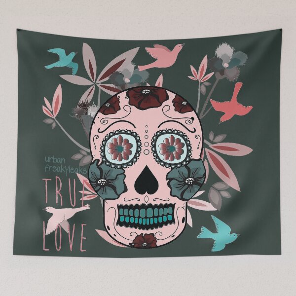 Item preview, PINK SKULL WITH WILD FLOWERS designed and sold by inarausch2023.
