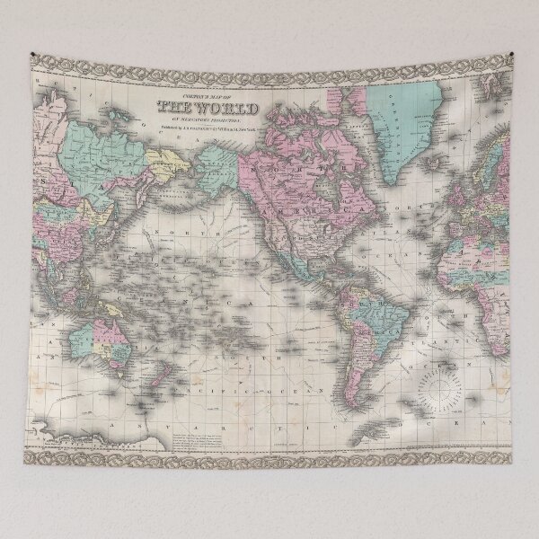 Item preview, Vintage Map of The World (1855) designed and sold by BravuraMedia.
