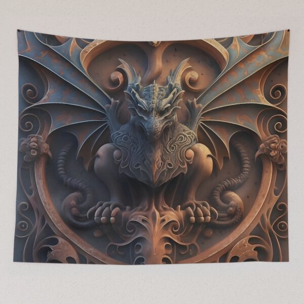 Item preview,  Medieval Stone Gargoyle Dragon Perched Shield  designed and sold by DragonRealms.