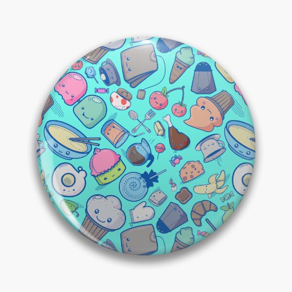 Item preview, Kawaii Adorable Food Repeating Teal Pattern designed and sold by Jarrod Vandenberg.