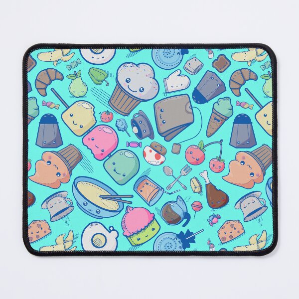 Item preview, Kawaii Adorable Food Repeating Teal Pattern designed and sold by Jarrod Vandenberg.