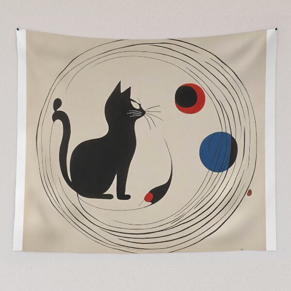 Item preview, Joan Miro Inspired Abstract Cat with a Toy designed and sold by bettypure.