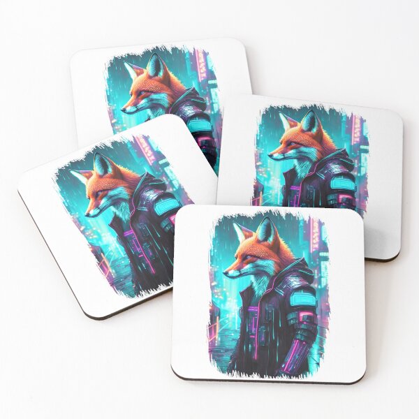 Item preview, Cyberpunk fox cityscape lit by the glow of neon signs designed and sold by emaotx.
