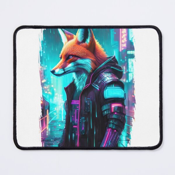 Item preview, Cyberpunk fox cityscape lit by the glow of neon signs designed and sold by emaotx.