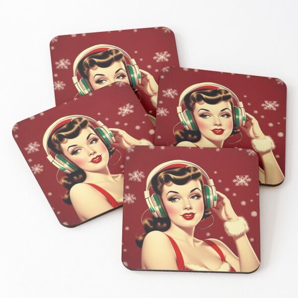 Item preview, Christmas Vintage 60s Pin Up Girl Retro Music designed and sold by musicgeniusart.
