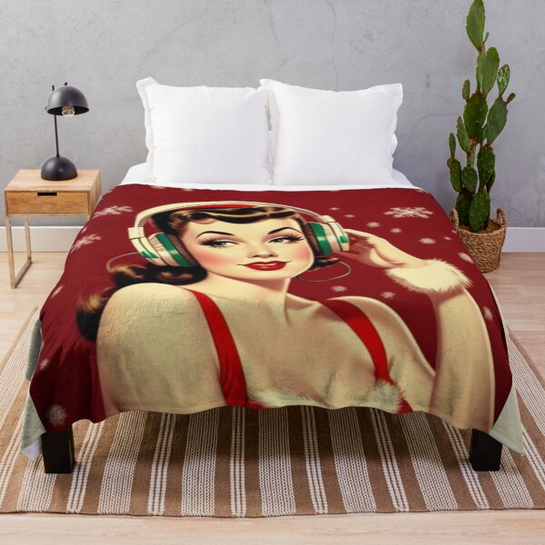 Item preview, Christmas Vintage 60s Pin Up Girl Retro Music designed and sold by musicgeniusart.