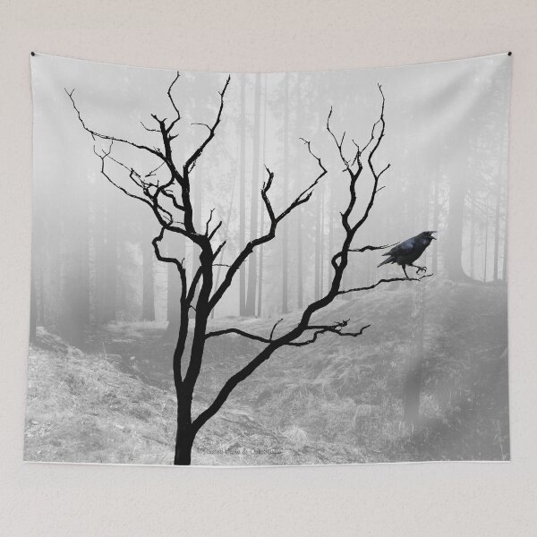 Item preview, Black Crow in Foggy Forest A118 designed and sold by byNicol.