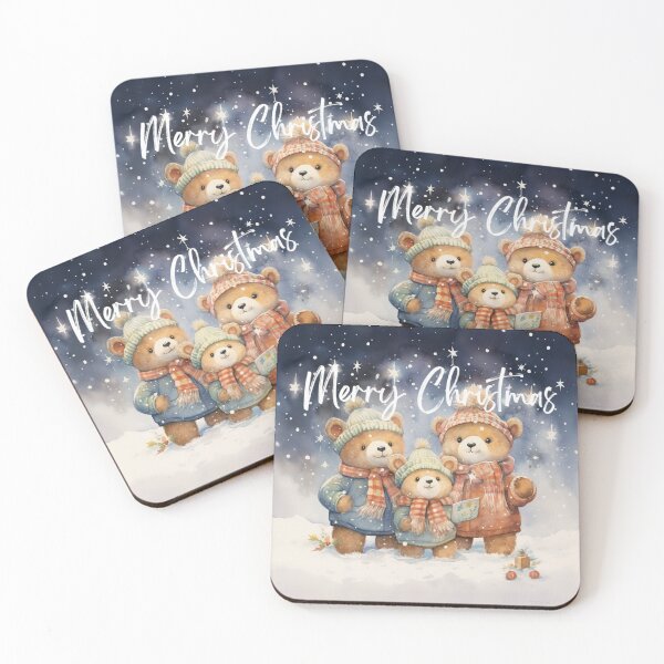 Item preview, Christmas Teddy Bears In Snow And Stars designed and sold by jenmountainen.