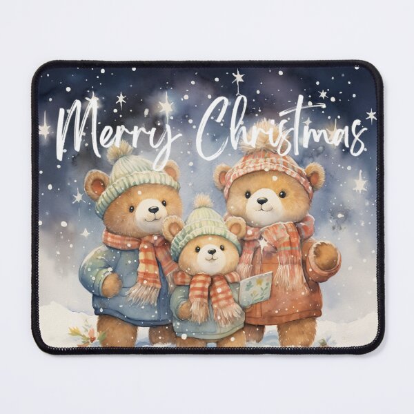 Item preview, Christmas Teddy Bears In Snow And Stars designed and sold by jenmountainen.