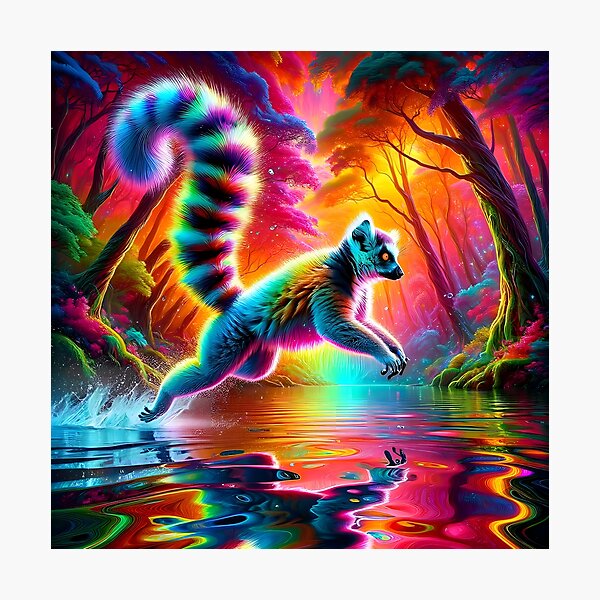 Item preview, Psychedelic Lemur Luminous Leap designed and sold by Matt's Artificial Nature.