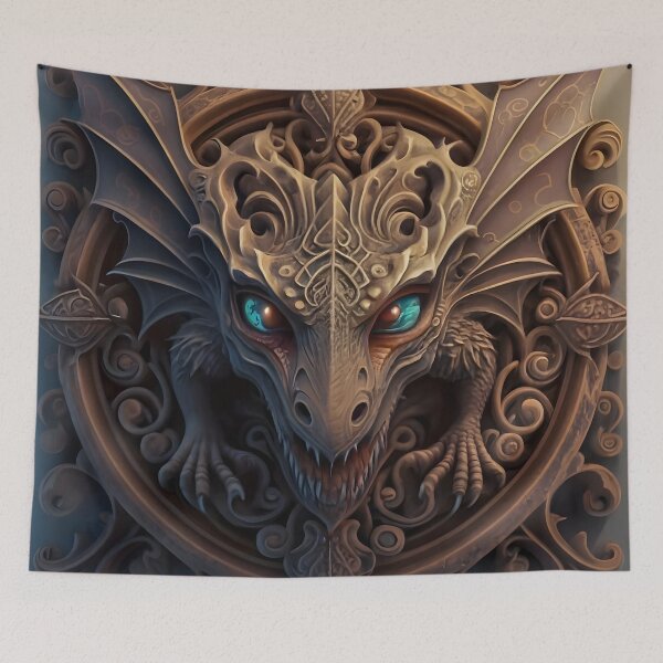 Item preview, Medieval Blue Eyes Gargoyle Dragon Shield  designed and sold by DragonRealms.