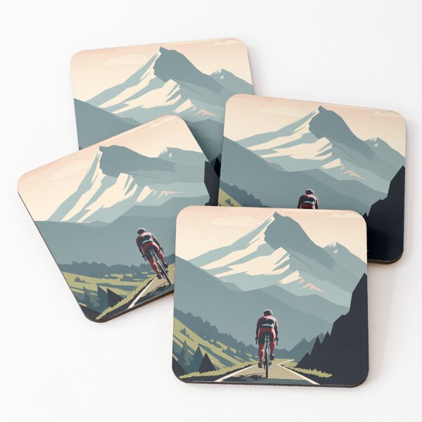 Item preview, Road Cyclist Mountain Peak Landscape Red Skies designed and sold by Juliascutecornr.