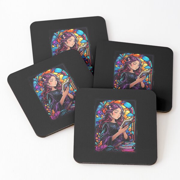 Item preview, Stained Glass Book Aesthetic, Girl Reading Book designed and sold by Desfix.