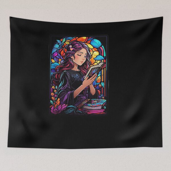Item preview, Stained Glass Book Aesthetic, Girl Reading Book designed and sold by Desfix.