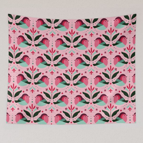 Item preview, Cute Birds - Teal, Green and Pink designed and sold by Olena Kovalova Design.