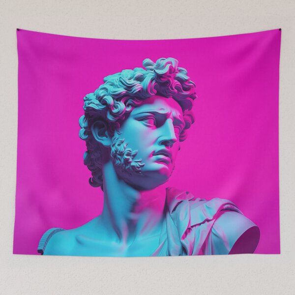 Item preview, Vaporwave Visions: Ancient Sculpture in Neon Glow designed and sold by Mullet Monkey.