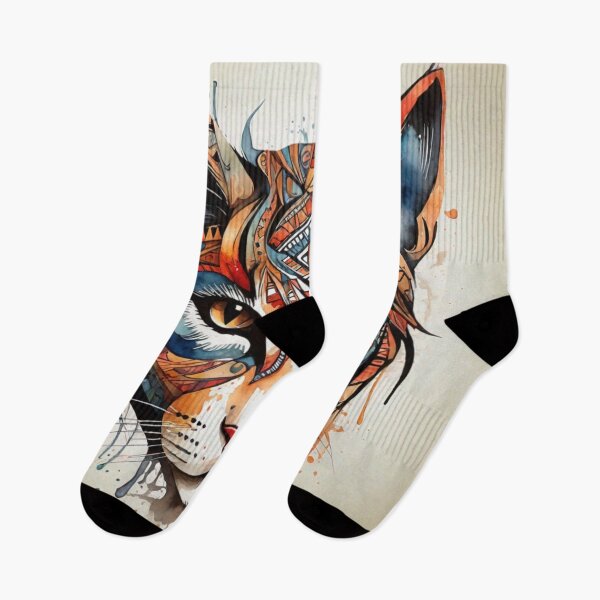 Item preview, Cat tribal watercolor designed and sold by shokA Design.