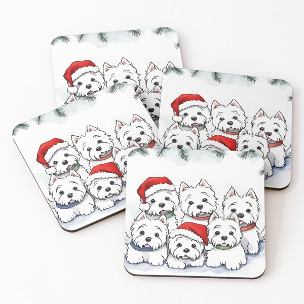 Item preview, A group of Christmas Westies designed and sold by WarmAndWestie.