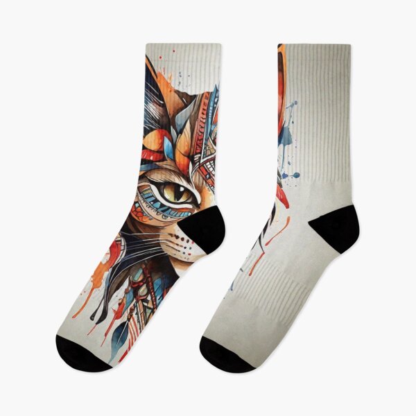 Item preview, Cat tribal watercolor designed and sold by shokA Design.