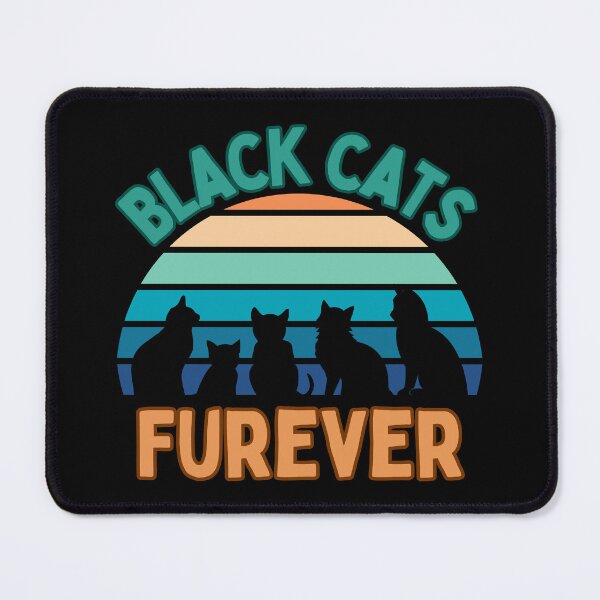 Item preview, Black cats furever celebration with retro sunset background designed and sold by Rosefurn.