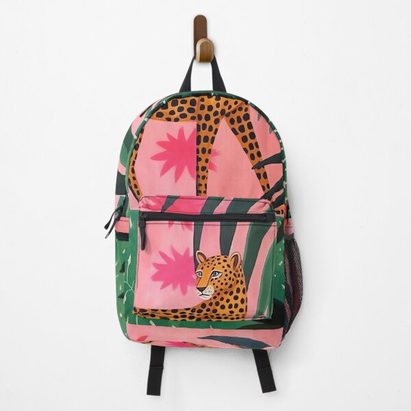 Item preview, Jungle Majesty: The Leopard's Stride Amongst Pink Skies and Verdant Palms designed and sold by Peek-Designs.