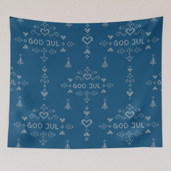 Artikelvorschau, God Jul Kreuzstich auf Blau entworfen und verkauft von Goddessart.