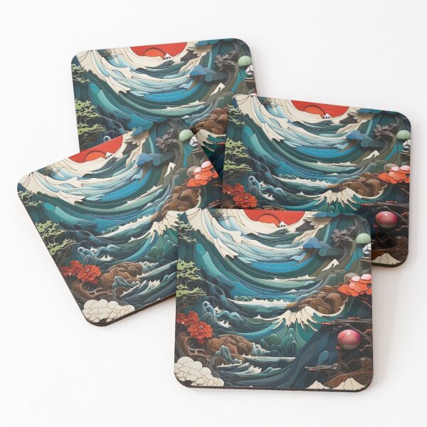 Item preview, A traditional Japanese sunrise with the waves designed and sold by Bekfles.