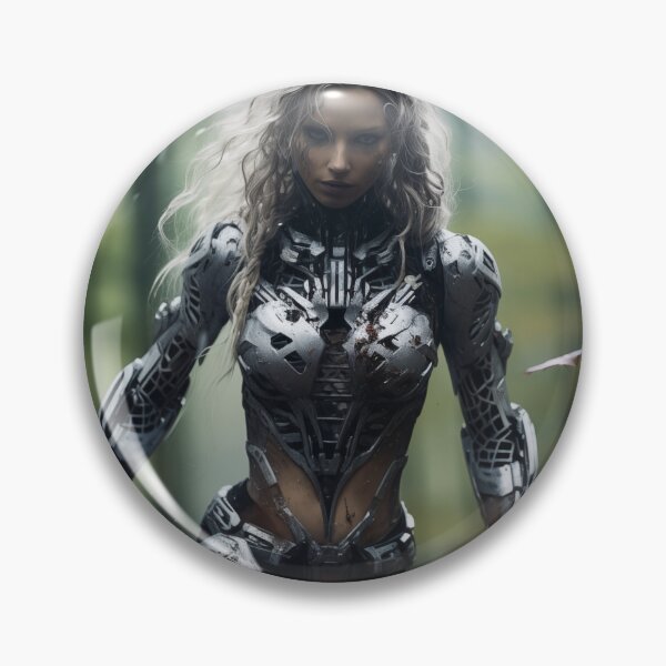 Item preview, woman clad in detailed robotic armor designed and sold by freddyaiart.