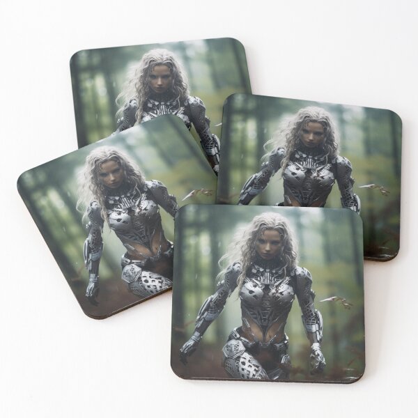 Item preview, woman clad in detailed robotic armor designed and sold by freddyaiart.