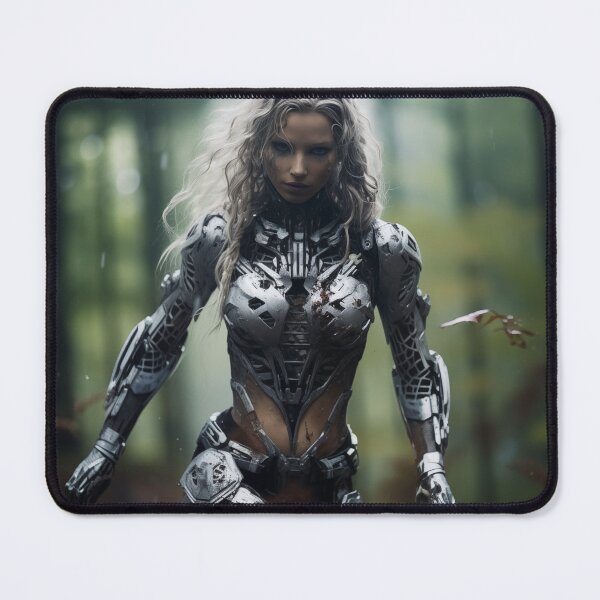 Item preview, woman clad in detailed robotic armor designed and sold by freddyaiart.