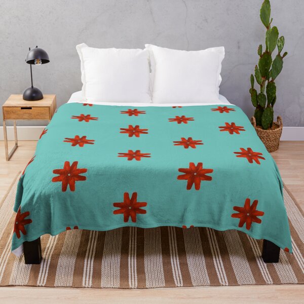 Item preview, Red flower on teal designed and sold by CushyNest.