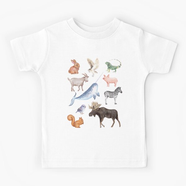 Zoo Animal Cute Creature Kids Teens Zebra Moose Owl Design Kids T-Shirt