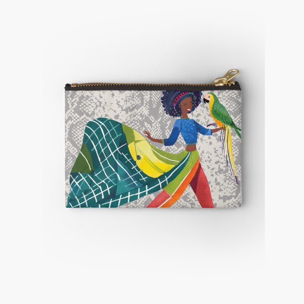 Item preview, Stylish smiling woman with a large green parrot designed and sold by uliklo.