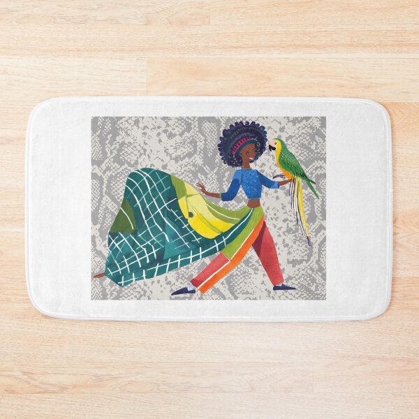Item preview, Stylish smiling woman with a large green parrot designed and sold by uliklo.