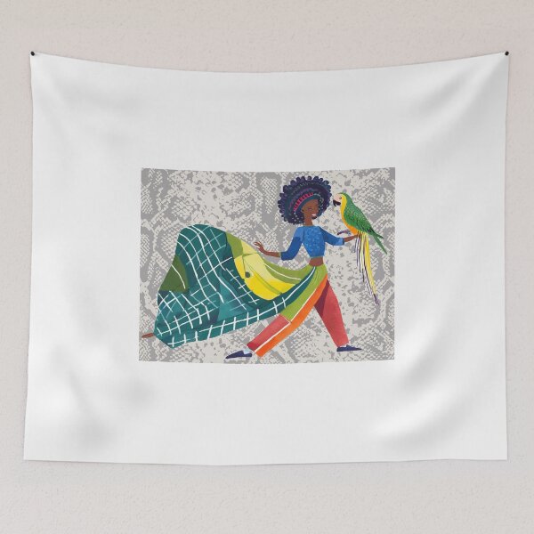 Item preview, Stylish smiling woman with a large green parrot designed and sold by uliklo.