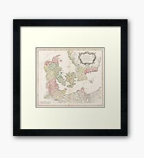 Vintage Map of Denmark (1750) Framed Print