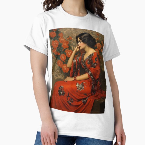 Item preview, Spanish Flamenco Dancer a Red Dress - Art Nouveau Style designed and sold by ArtNouveauChic.