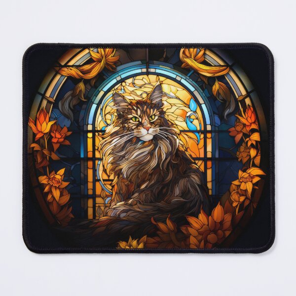 Aperçu de l'œuvre Chat Maine Coon en vitrail créée et vendue par Viinde.