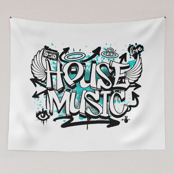 Item preview, HOUSE MUSIC  - Graffiti Steez (Black/Blue)  designed and sold by Discothreadz.