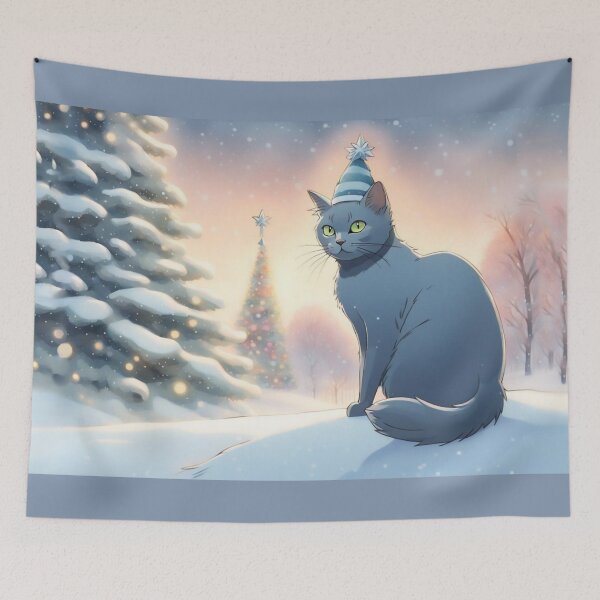 Item preview, Christmas blue cat designed and sold by YukiKenji.