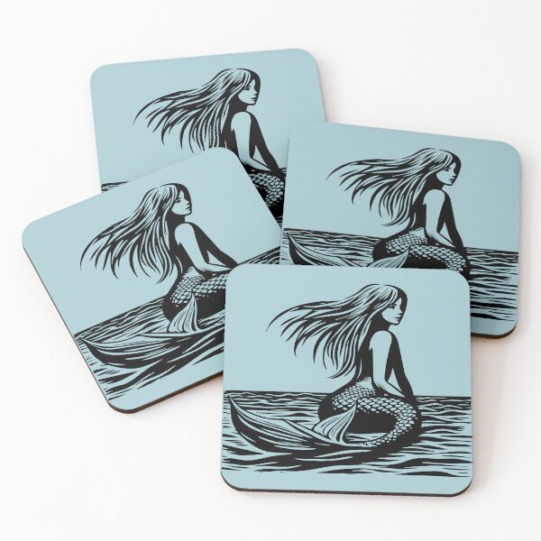 Item preview, Woodcut Mermaid  designed and sold by Texterns.