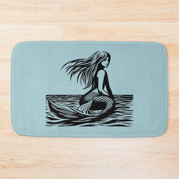 Item preview, Woodcut Mermaid  designed and sold by Texterns.