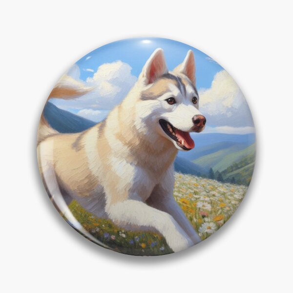 Item preview, Beige Husky Running Through a Meadow of Flowers designed and sold by Kim Arnott.