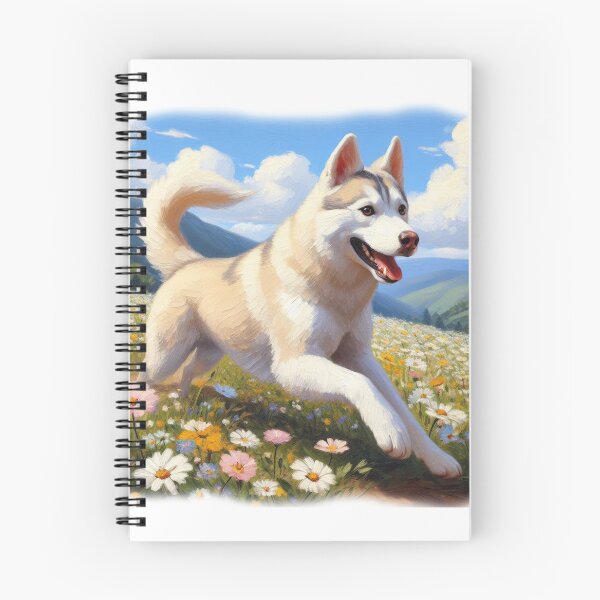Item preview, Beige Husky Running Through a Meadow of Flowers designed and sold by Kim Arnott.